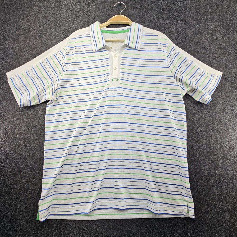Oakley Men's Golf White Stripes Short Sleeve Polo Shirt Size XL
